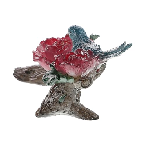 HYTROVE Kolibri-Ornament Dekoration Teezeremonie Teetisch Blumenmuster Vogeldekor herbstdeko Outdoor Statuen im Freien Herbst Veranda Vogelfigur Blumen aus Porzellan Vogel- Harz von HYTROVE