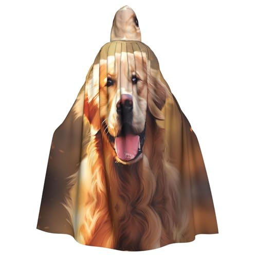 HYTTER Halloween-Umhang mit Kapuze für Cosplay, Kostümpartys und mehr, Hunde-Golden Retriever-Muster von HYTTER