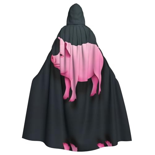 HYTTER Halloween-Umhang mit Kapuze für Cosplay, Kostümpartys und mehr, niedliches rosa Schweinemuster von HYTTER