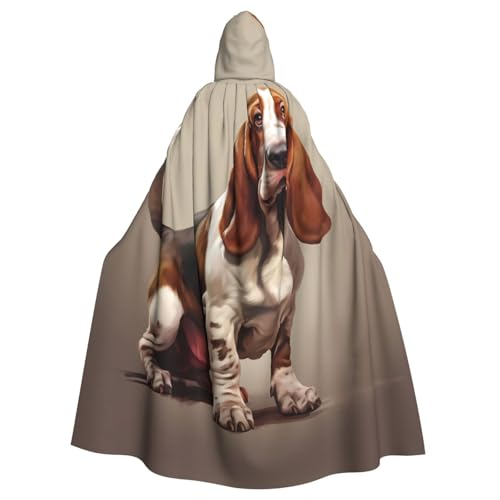 HYTTER Halloween-Umhang mit Kapuze für Cosplay, Kostümpartys und mehr Basset Hound Muster von HYTTER