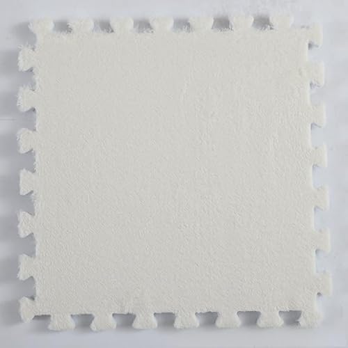 10/20 Stück Puzzle-Teppich for Wohnzimmer, Plüsch-Raummatten, Spielteppiche, weiche, warme Spielmatte for Schlafzimmer, Bodenmatte 30 x 30(White,10pcs) von HZLXF1