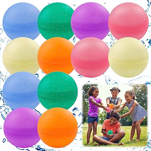 12 Stück Wiederverwendbare Wasserbomben, Schnell Befüllbare Silikon Spritzbälle Wiederverwendbare Wasserballons Wasserspielzeug für Kinder Wasserkampfspiel, Sommer Draussen von HZMJDHZM