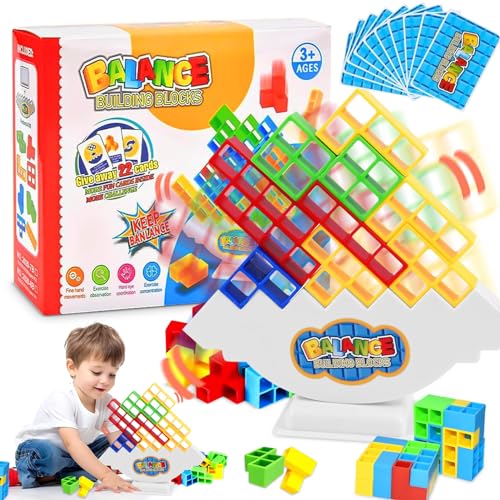 HZMJDHZM 64Pcs Tetra Tower Balance Spiel, Tetris Balance Spielzeug, Balance Stacking Blocks Spiel, Stapelspiel Kreative Balancing Spielzeug, Blocks Stacking Game DIY für Kinder Erwachsene (64) von HZMJDHZM