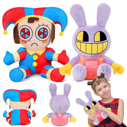 HZMJDHZM 2 Stück The Digital Circus Plush, The Amazing Digital Circus Plüschtiere, Pomni and Jax Kuscheltier, Circus Joker Plush Toy Soft Stuffed Anime Peripheriegeräte für Jungen Mädchen (C) von HZMJDHZM