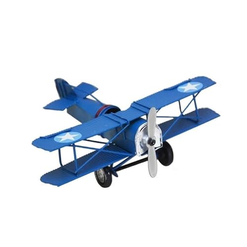 HZZST Flugzeuge Outdoor Toy Retro Metall Flugzeug Modell Handwerk Wohnzimmer Schlafzimmer Ornament Eisen Flugzeug Home Dekoration Geschenk(Farbe:Blau) von HZZST