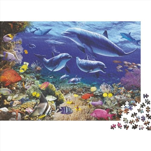 Dolphins 1000 Stück Cute Dolphin Puzzles Für Erwachsene Und Kinder Familien-Puzzlespiel 1000pcs (75x50cm) von HaDLaM