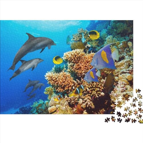 Dolphins 1000 Stück Cute Dolphin Puzzles Für Erwachsene Und Kinder Puzzle Kinder Lernspiel Spielzeug 1000pcs (75x50cm) von HaDLaM