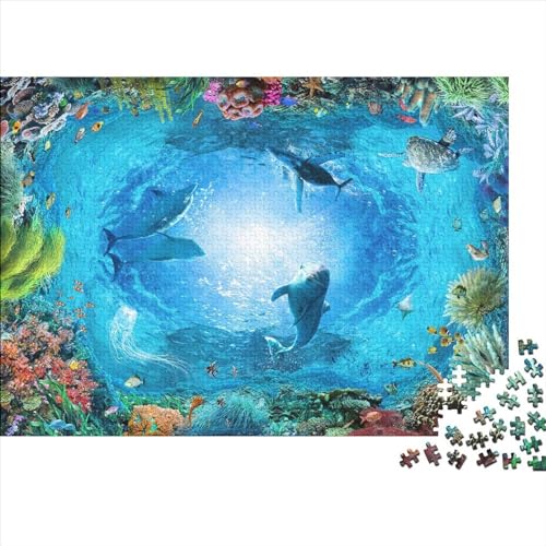 Dolphins 1000-teiliges Cute Dolphin Puzzles Für Erwachsene Und Kinder Familien-Puzzlespiel 1000pcs (75x50cm) von HaDLaM
