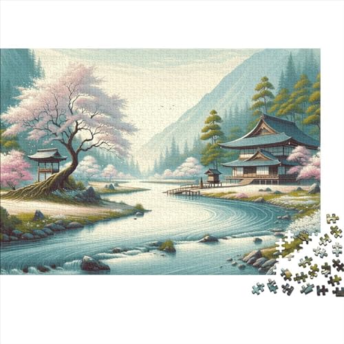 Traditional Japanese Landscape 500-teiliges Traditional Japanese Landscape Puzzles Für Erwachsene Und Kinder Puzzle Kinder Lernspiel Spielzeug 500pcs (52x38cm) von HaDLaM