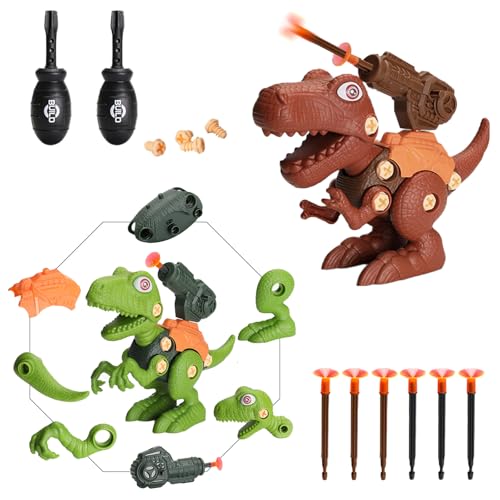 HaOrchid 2 Stück Dinosaurier Spielzeug, Pädagogisches Dinosaurier Take Apart Spielzeug für Kinder, mit Schraubendreher DIY Montage Dinosaurier, Dinosaurier Geschenk für Jungen Mädchen 3 4 5 Jahre von HaOrchid