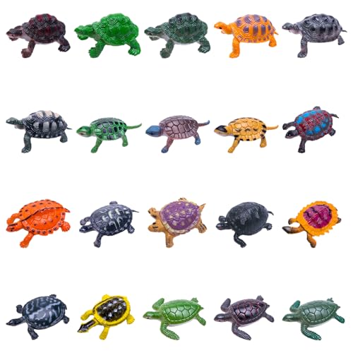 HaOrchid 20 Stücke Realistische Schildkröte, Lebensechte Ozean Tier Kleine, Mini Realistische Schildkröte, Figuren Pädagogisches Spielzeug für Kinder, zum Geschenk, Spielen Oder als Deko von HaOrchid