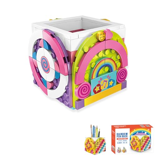 HaOrchid 201 Stück Rainbow Bleistifthalter, Bausteine Schreibwaren, Kinder Stifteköcher Stiftehalter, Bausteine Bleistift Schmuck Organizer Box, Kreatives Spielzeug Kit-Geschenke für Kinder von HaOrchid