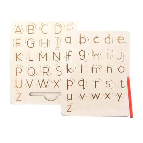 Holz Alphabet Schreibtafel, Doppelseitig Letter Tracing Board ABC, Montessori Lernspielzeug für Vorschulkinder, Buchstaben Lernen Educational Toys, Einschulung Geschenke für 3 4 5 Jahre alte Kinder von HaOrchid