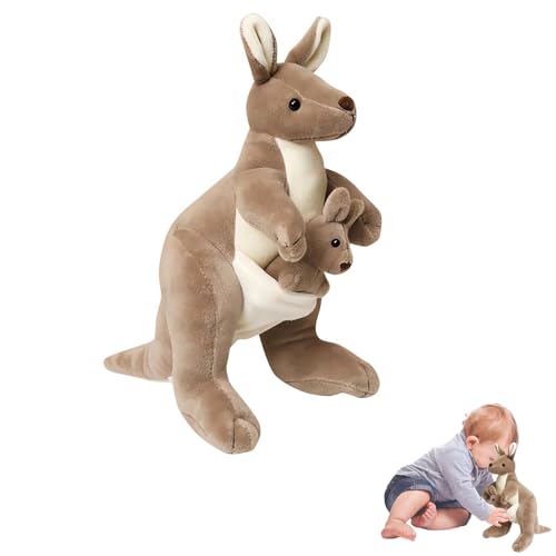 Känguru Plüschtier Plüschtiere, 28cm Kuscheltier, Plüsch Känguroo Spielzeug, Kuscheltier Mutter und Kind Känguru, Flauschiges Känguru Stofftier für Kinder Kuscheln, Spielen und Schlafen von HaOrchid