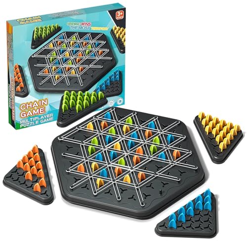 Triggle Game, Kettendreieck Schach, Puzzles Pielzeug, klassisches Strategie Steckbrettspiel, Strategisches Denkspiel für Die Ganze Familie für Familienfeiern Mit Kindern Und Erwachsenen von HaOrchid