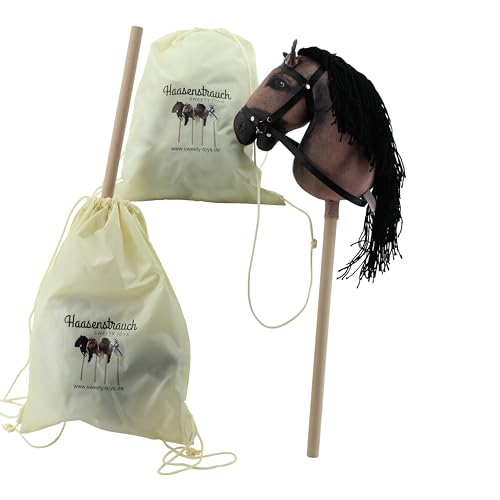 Haasenstrauch Sweety Toys Hobbyhorse Steckenpferd Dunkelbraun geeigent für Hobbyhorsing & Transportbeutel Turnbeutel von Haasenstrauch