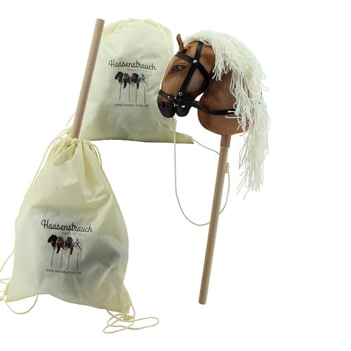 Haasenstrauch Sweety Toys Hobbyhorse Steckenpferd geeigent für Hobbyhorsing & Transportbeutel Turnbeutel (Hobbyhorse Hellbraun/Beutel) von Haasenstrauch