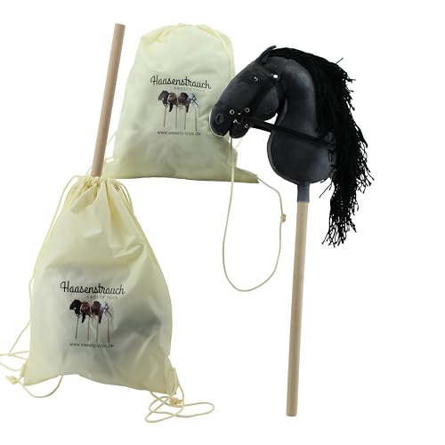 Haasenstrauch Sweety Toys Hobbyhorse Steckenpferd schwarz geeigent für Hobbyhorsing & Transportbeutel Turnbeutel von Haasenstrauch