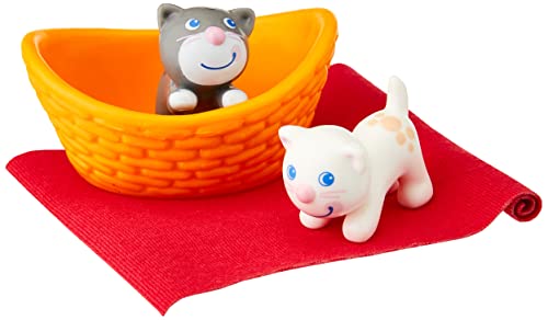 HABA Little Friends Katzenbabys - Tierfigur für Kinder ab 3 Jahren - Haustiere für kreatives Rollenspiel - Mit Katzenkörbchen und Decke - Puppe aus robustem Kunststoff – 1303891001 von HABA