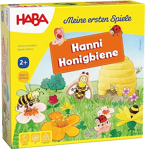 HABA Meine ersten Spiele: Hanni Honigbiene – Kooperatives Farbwürfelspiel - Für Kinder ab 2 Jahren – Inklusive 3D-Bienenstock und Holzfigur – 1301838001 von HABA