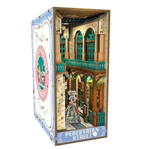 Habarri - Book Nook Haus - mit LED - Bastelset - DIY Set Erwachsene & Kinder - 3D Puzzle, Miniatur DIY Set - Miniatur Deko, Modellbausatz - Viktorianische Gasse von Habarri
