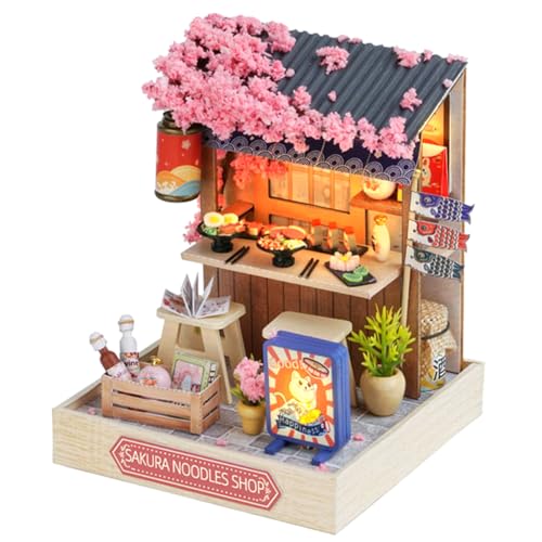 Habarri - DIY Miniaturhaus Sammlerhaus - Charmante Dekoration - DIY-Modell zum Zusammenbauen - Charmantes Detaildesign - Sammlerstück - 9x9x12cm - Japanisches Bistro von Habarri