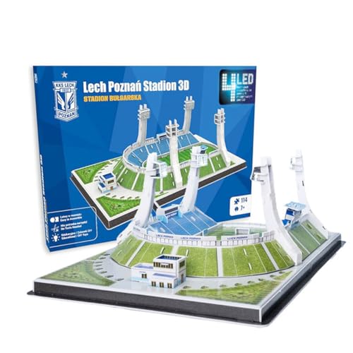 Habarri LED Lech POZNAŃ Retro - 3D Puzzle Stadion - 3D Fußballstadion für Kinder und Erwachsene - Fußballstadion Modell - Vereinsmodell - 98 Elemente von Habarri