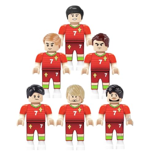 Habarri - Mini Figuren - Fußballmannschaft - 6er Set - Geschenk für Kinder, Fußball Fans - Kompatibel mit bekannten Klemmbausteinen - Portugal Fußballmannschaft von Habarri