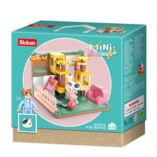 Habarri - Mini Klemmbausteine - Set von Bausteinen und Mini Figur - Geschenk für Kinder ab 7 Jahren - Kompatibel mit bekannten Klemmbausteinen - 103 Elemente - Motiv Kätzchen Fleck von Habarri