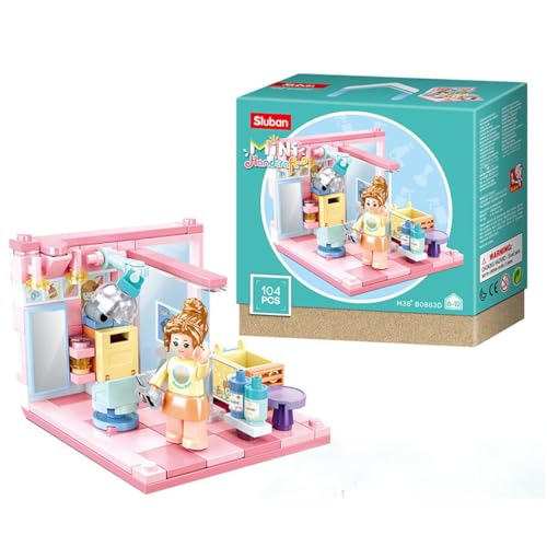 Habarri - Mini Klemmbausteine - Set von Bausteinen und Mini Figur - Geschenk für Kinder ab 7 Jahren - Kompatibel mit bekannten Klemmbausteinen - 104 Elemente - Motiv Friseur von Habarri