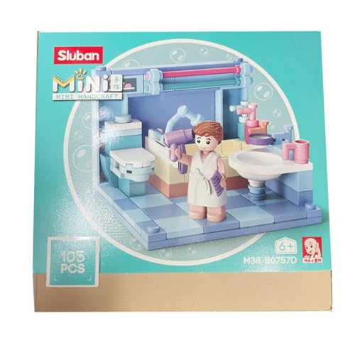 Habarri - Mini Klemmbausteine - Set von Bausteinen und Mini Figur - Geschenk für Kinder ab 7 Jahren - Kompatibel mit bekannten Klemmbausteinen - 105 Elemente - Badezimmer von Habarri