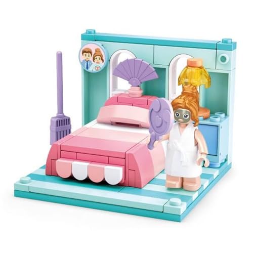 Habarri - Mini Klemmbausteine - Set von Bausteinen und Mini Figur - Geschenk für Kinder ab 7 Jahren - Kompatibel mit bekannten Klemmbausteinen - 109 Elemente - Motiv Schlafzimmer von Habarri