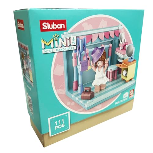 Habarri - Mini Klemmbausteine - Set von Bausteinen und Mini Figur - Geschenk für Kinder ab 7 Jahren - Kompatibel mit bekannten Klemmbausteinen - 111 Elemente - Motiv Garderobe von Habarri