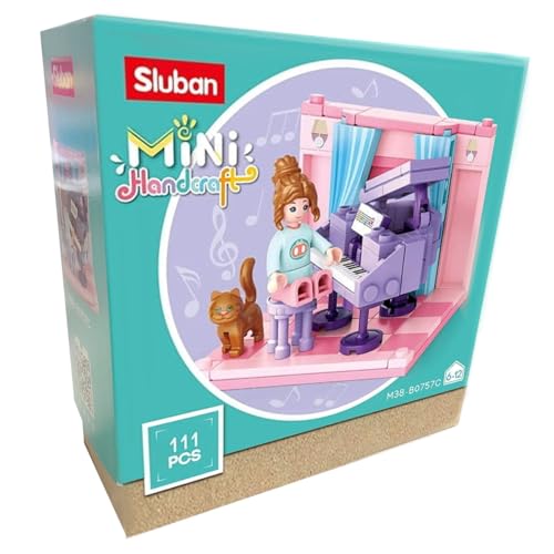 Habarri - Mini Klemmbausteine - Set von Bausteinen und Mini Figur - Geschenk für Kinder ab 7 Jahren - Kompatibel mit bekannten Klemmbausteinen - 111 Elemente - Motiv Musikzimmer von Habarri