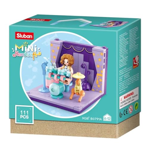 Habarri - Mini Klemmbausteine - Set von Bausteinen und Mini Figur - Geschenk für Kinder ab 7 Jahren - Kompatibel mit bekannten Klemmbausteinen - 111 Elemente - Motiv Schlagzeug von Habarri