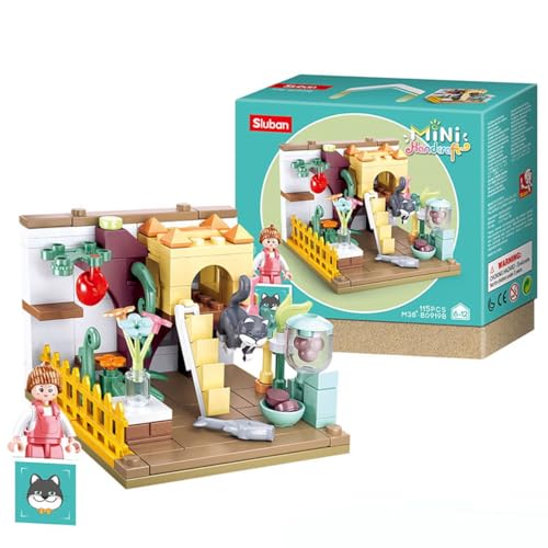 Habarri - Mini Klemmbausteine - Set von Bausteinen und Mini Figur - Geschenk für Kinder ab 7 Jahren - Kompatibel mit bekannten Klemmbausteinen - 115 Elemente - Motiv Kätzchen Flaum von Habarri