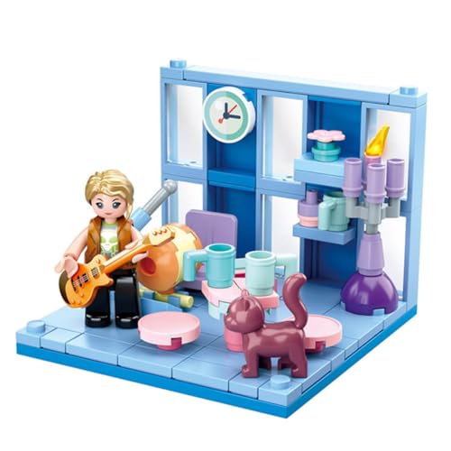 Habarri - Mini Klemmbausteine - Set von Bausteinen und Mini Figur - Geschenk für Kinder ab 7 Jahren - Kompatibel mit bekannten Klemmbausteinen - 117 Elemente - Motiv Gitarre von Habarri