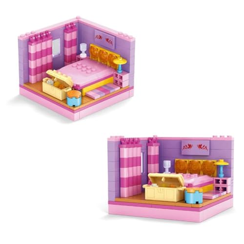 Habarri - Mini Klemmbausteine - Set von Bausteinen und Mini Figur - Geschenk für Kinder ab 7 Jahren - Kompatibel mit bekannten Klemmbausteinen - 150 Elemente - Schlafzimmer von Habarri