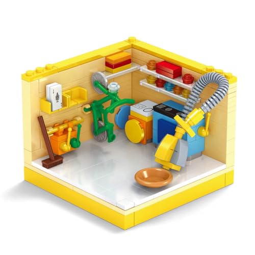 Habarri - Mini Klemmbausteine - Set von Bausteinen und Mini Figur - Geschenk für Kinder ab 7 Jahren - Kompatibel mit bekannten Klemmbausteinen - 169 Elemente - Motiv Waschküche von Habarri