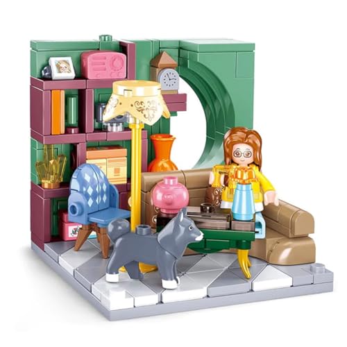 Habarri - Mini Klemmbausteine - Set von Bausteinen und Mini Figur - Geschenk für Kinder ab 7 Jahren - Kompatibel mit bekannten Klemmbausteinen - 219 Elemente - Motiv Wohnzimmer von Habarri