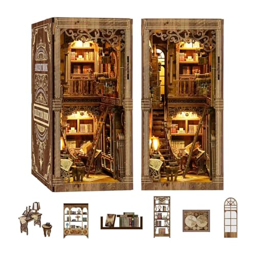 Habarri Miniatur Haus DIY Bücherecke Holz 3D Puzzle Set - Buch der Schutzzauber - Bibliothek von Habarri