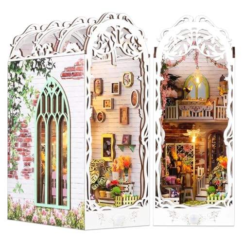 Habarri Miniatur Haus DIY Bücherecke Holz 3D Puzzle Set - EIN Haus in Blumen von Habarri