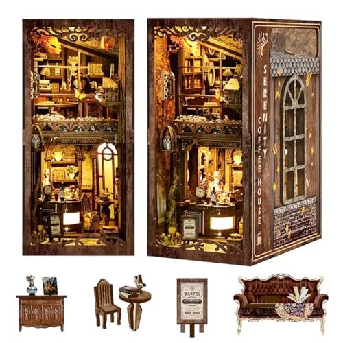 Habarri Miniatur Haus DIY Bücherecke Holz 3D Puzzle Set - Kaffeehaus von Habarri