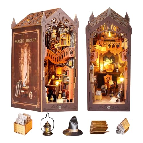 Habarri Miniatur Haus DIY Bücherecke Holz 3D Puzzle Set - Magische Bibliothek von Habarri