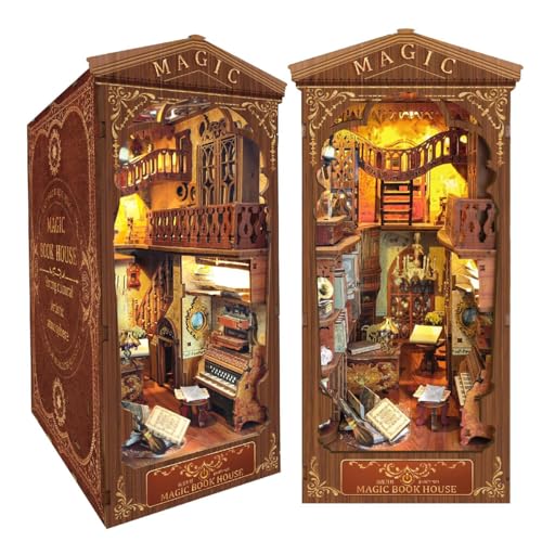 Habarri Miniatur Haus DIY Bücherecke Holz 3D Puzzle Set - Magisches Bücherhaus von Habarri