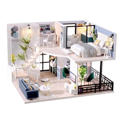 Habarri - Miniatur Haus - DIY Set - Bastelset Erwachsene & Kinder ab 7 Jahren - Bezauberndes 3D Modell mit Licht - Modellbau 1:24 - Motiv Aufwachen um acht von Habarri