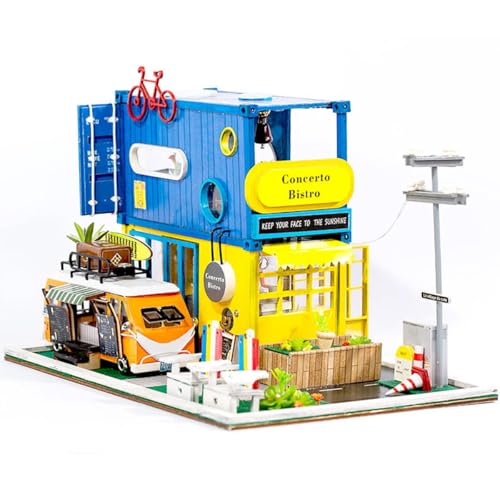 Habarri - Miniatur Haus - DIY Set - Bastelset Erwachsene & Kinder ab 7 Jahren - Bezauberndes 3D Modell mit Licht - Modellbau 1:24 - Motiv Bistro an der Route 66 von Habarri