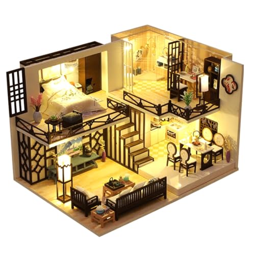 Habarri - Miniatur Haus - DIY Set - Bastelset Erwachsene & Kinder ab 7 Jahren - Bezauberndes 3D Modell mit Licht - Modellbau 1:24 - Motiv Essenz von Thailand von Habarri