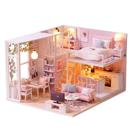 Habarri - Miniatur Haus - DIY Set - Bastelset Erwachsene & Kinder ab 7 Jahren - Bezauberndes 3D Modell mit Licht - Modellbau 1:24 - Motiv Gedichte und Träume von Habarri