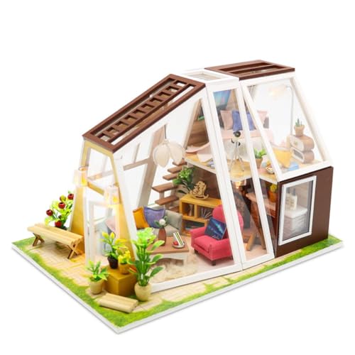 Habarri - Miniatur Haus - DIY Set - Bastelset Erwachsene & Kinder ab 7 Jahren - Bezauberndes 3D Modell mit Licht - Modellbau 1:24 - Motiv Haus am See von Habarri